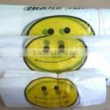 promotion plastic bag smile face tshirt shopping bag