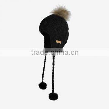 Black Long Ear Beanie Hat