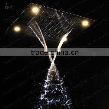 Rainbow Color Changing Bathroom Shower Head Led Electrical Waterfall Shower Head With Hot Cold High Flow Faucet Mixer