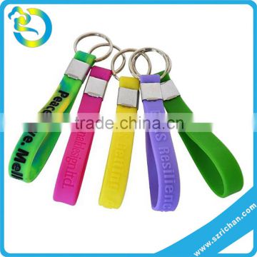 Eco-friendly Newest Cheap Promotional Silicone Bracelet Keychains