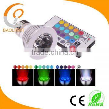 CE MR16 GU10 E27 rgb spotlight led 3W with IR remote control