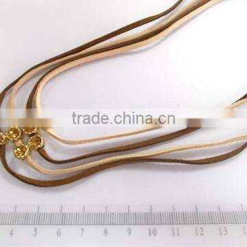 Fashion and graceful multilayer fabric strips with glass stones necklace