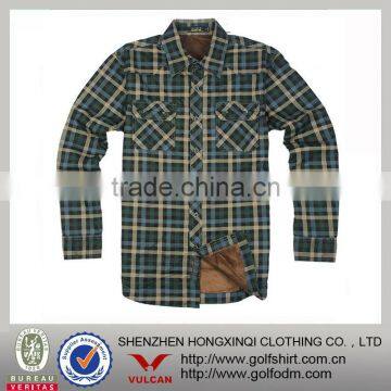 Two Pockets Long Sleeve Men Plaids Custom Shirt For Autumn