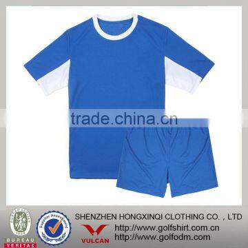 custom 100 polyester blue printed logo soccer jersey