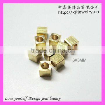 wholesale copper gold cube beads,smooth nugget beads 3x3mm
