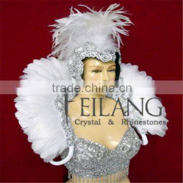 Feather Dance Drag Bra Skirt Bra Belt White Swan Costume Set