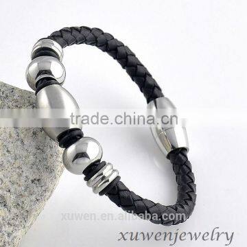 stainless steel custom printed leather bracelets with beads