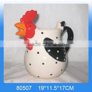 Unique chicken shaped ceramic decorative water jugs for wholesale