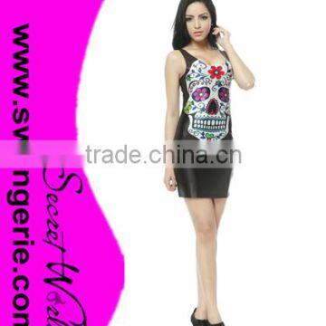2015 Autumn Skull Galaxy Slim One-piece Colorful Printing Tank Dress photo-2