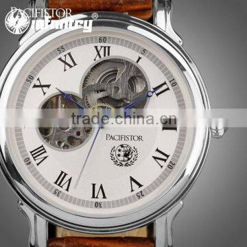 INFANTRY Luxury Men's Silver Skeleton Mechanical Wrist Watch