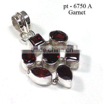 925 silver jewellery garnet pendant Indian wholesale jewellery red stone pendant Handmade jewellery