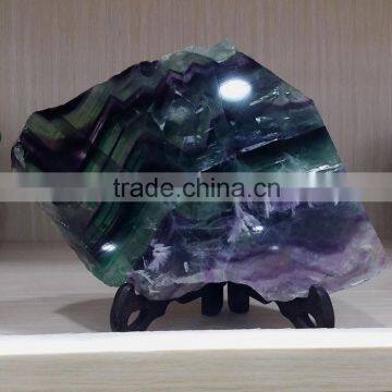 wholesale wonderful natural rainbow green and purple fluorite slice rough crystal gemstone
