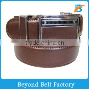 Beyond Men's 35mm Wide Brown Solid Cowhide Leather Automatic Buckle Business Belt