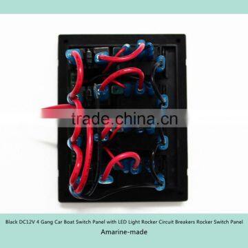 Black DC12V 4 Gang Car Boat Switch Panel With LED Light Rocker Circuit Breakers photo-2