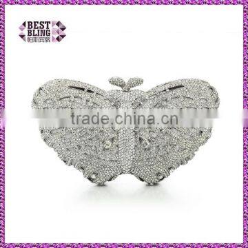 butterfly Crystal gold and sliver animal crystal clutches (8636A-S2)