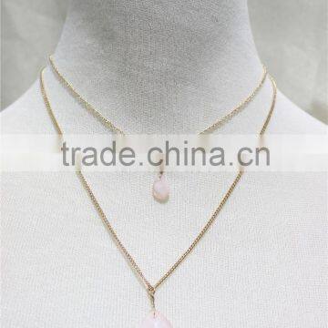 Newest Elegant Multi Layered Pink Cloudy Bead Charmed Necklace 2016 Fashion Necklace Wholesale