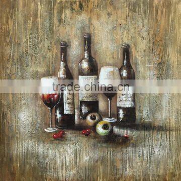 Customize Home Decro Modern Abstract Oil Painting Wine Bottle And Painting