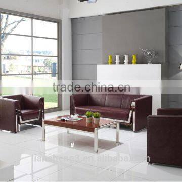 S850 Generous Modern Simple Black Office Leather Sofa With Stainless Steel Base photo-5