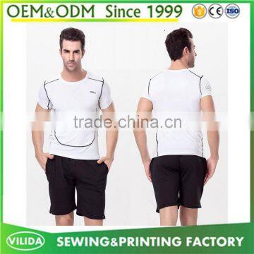 Factory price gym fittness clothing new design men's blank sport t shirt and short