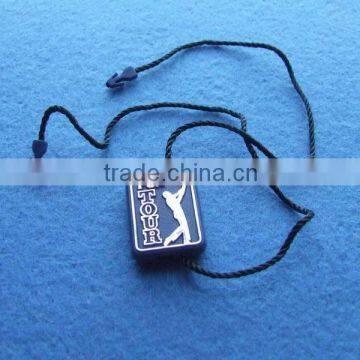 garment brand logo embossed plastic string fastener