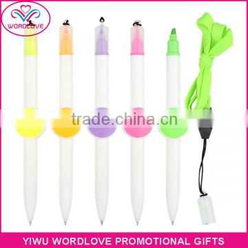 giveaways gift colored highligher marking pens with neck lanyard