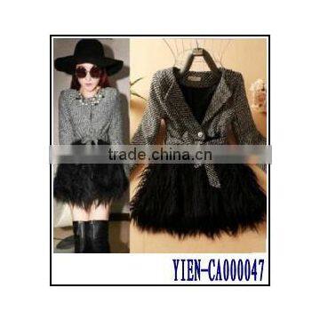 New Womens Party Coat Black And White Faux Fur Coat