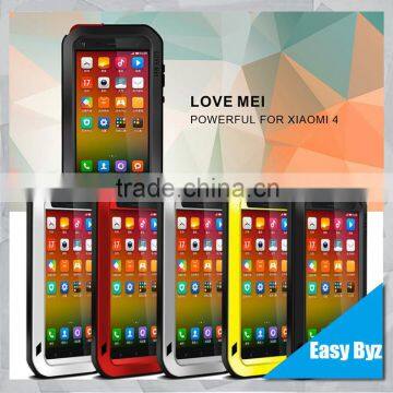 Love Mei Aluminum Waterproof Case for Xiaomi 4 LOVE MEI Case Metal Gorilla Glass Cover Case for Xiaomi 4 Love Mei