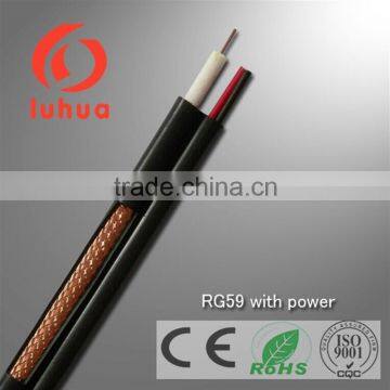 RG59 coaxial cable power wire RG59 2c coaxial cable rg 59 + 2 core power for CCTV camera 15years manufacture