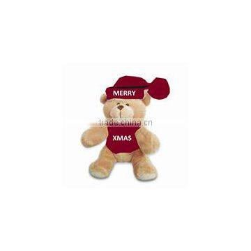 embroidery imprinted promotional logo baby Bear with Red Hat dress scarf beanbag bandana t-shirt bib tie ribbon animal toys