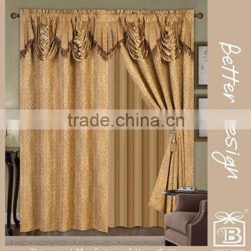 2pcs Gold Jacquard Valance Fabric Curtains In Arab Style