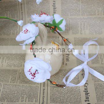 white artificial flower rustic adult girl's silk hair style garland wreath & hair jewelry accessories bridal