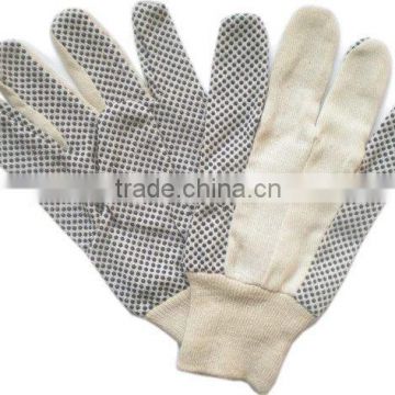 Men's Cotton Canvas Dotted Gloves with Knitted Cuff