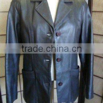 Sweet Black Ladies Leather Coat