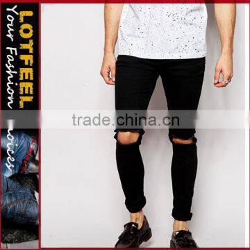 gay pants denim jeans sale denim man skinny jeans pant with Rip Knee men jeans pent(LOTA017)