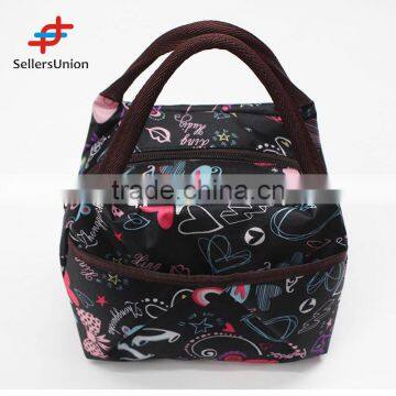 2017 No.1 Yiwu commission agents wanted Black Printing Square Lunch Bag