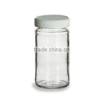 Spice Jar Round Glass 4 oz With Shaker Fitment and White Lid