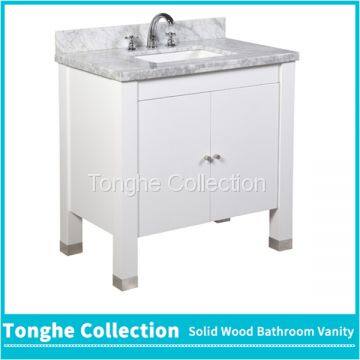 White Bathroom Vanity Carrera Marble Top photo-2