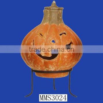 Christmas pumpkin terracotta chimenea