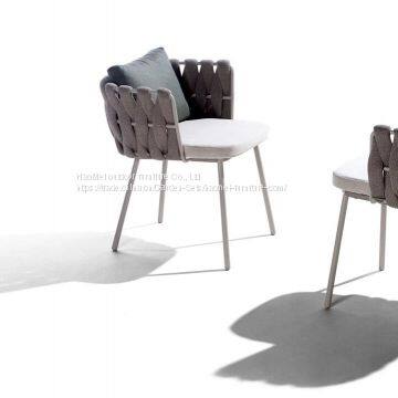 Dining Table And Chair Aluminum Frame10mm Tempered Glass 5CM Axversionn Cushion Rope Weave photo-2