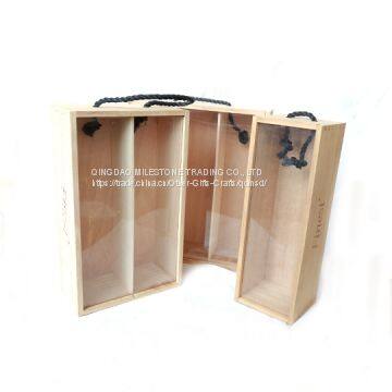 Natural Pine Wooden Wine Box for Single, two, Three or More bottles