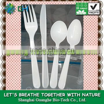 100% biodegradable pla plastic spoon and fork cutlery/utensil- disposable spoon knife forks set