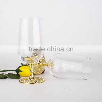 lead free crystal Clear and Gold Wedding Wine Goblets