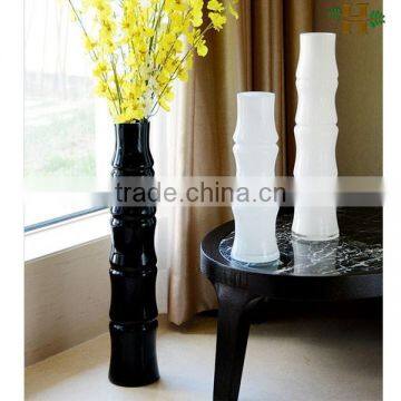 black and white tall bamboo shaped glass vases for decoration