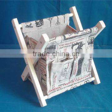 Factory Price Foldable Wooden Newspaper Holder With Fabric Wholesale photo-3