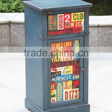 Antique Blue Wooden Bed Room Cabinet