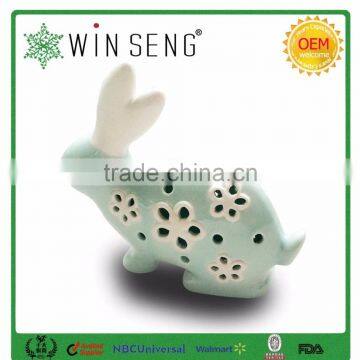 ceramic rabbit shape home decor with hollowed out shape