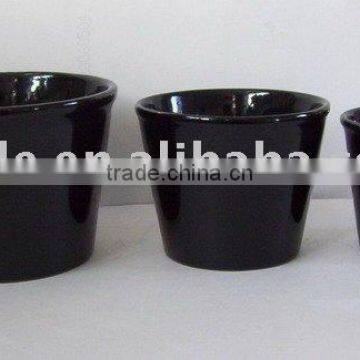 Delicate Black Glazed Solid Color Ceramic Flower Pot