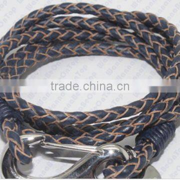 round braided real leather bracelet for man / high quality leather bracelet for lover