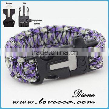 2016 Best Sell Firestarter Plastic Whistle Survival Paracord Bracelet photo-4