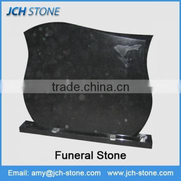 Simple design black funeral stone